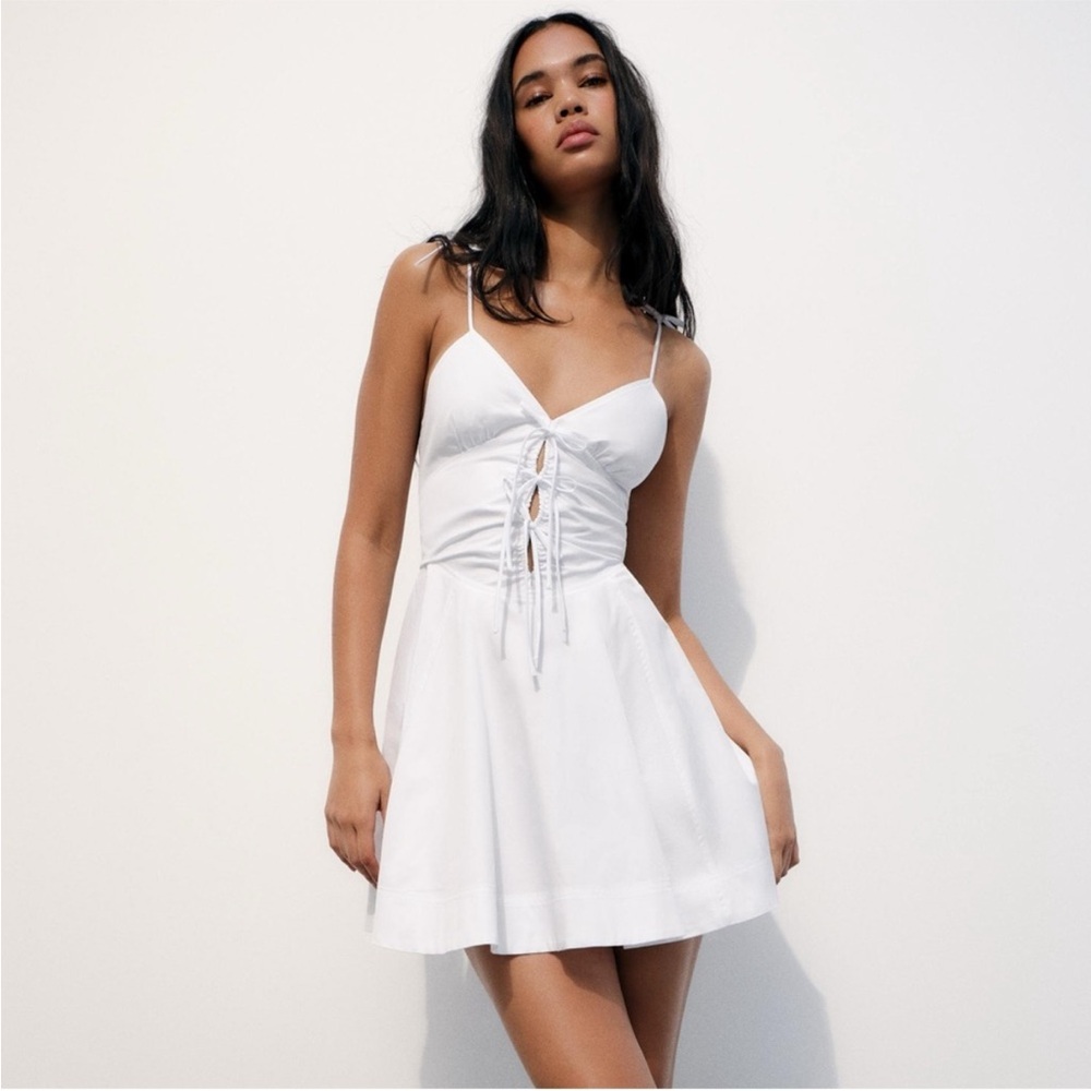 Zara Bow Trim Gabardine Mini- Dress